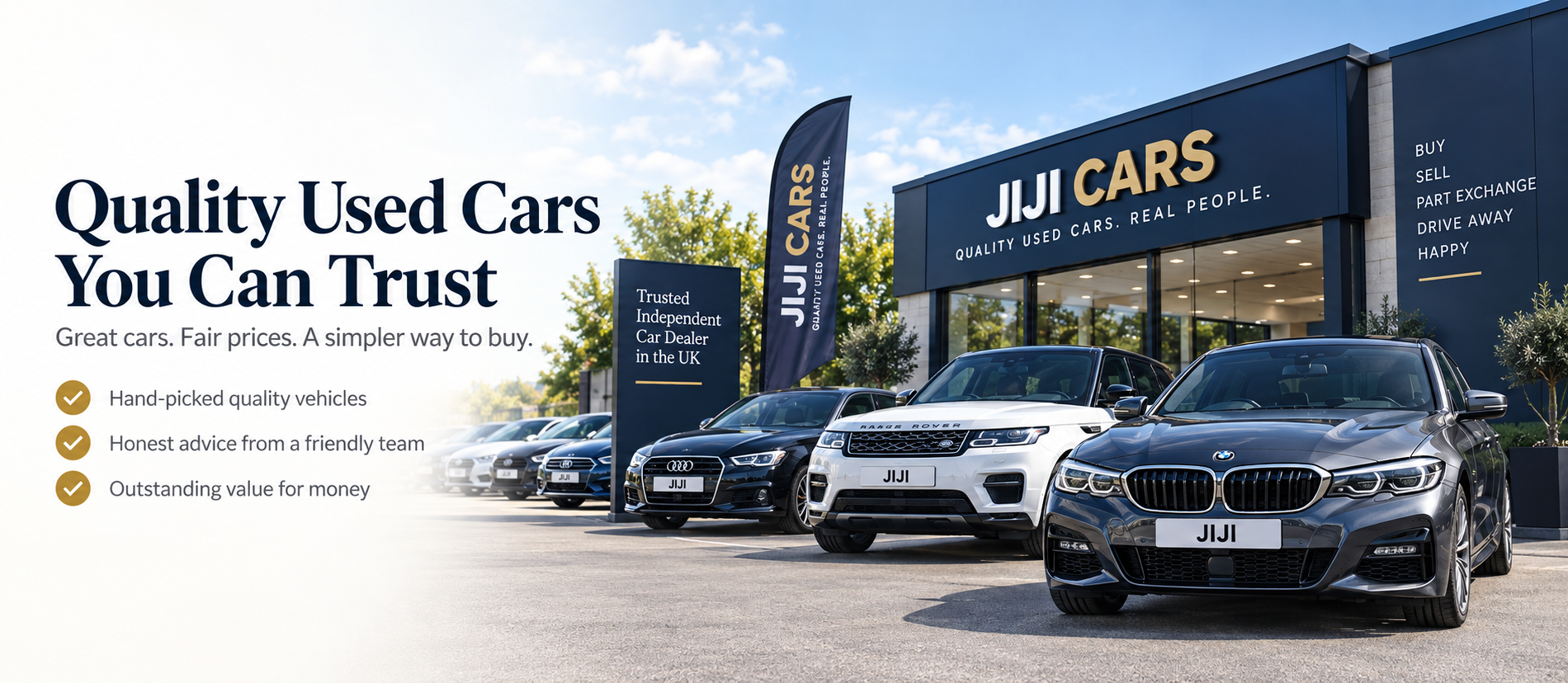 JIJI Cars forecourt, quality used vehicles and JIJI number plates